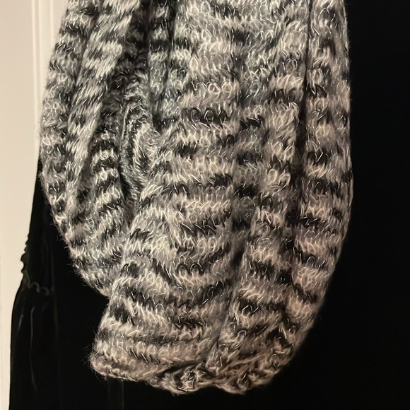 Grey, silver and knit black infinity scarf - Picture 2 of 3